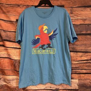 Margaritaville XL T-Shirt Jimmy Buffett Blue Short Sleeve Parrot Resort Vacation